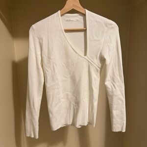 OAK + FORT Cream Asymmetrical Blouse